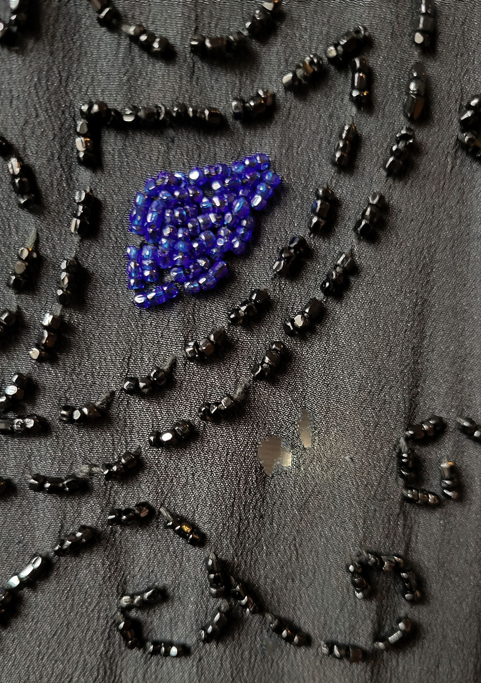 Thumbnail: 1920s Black Crepe Beaded Dress 