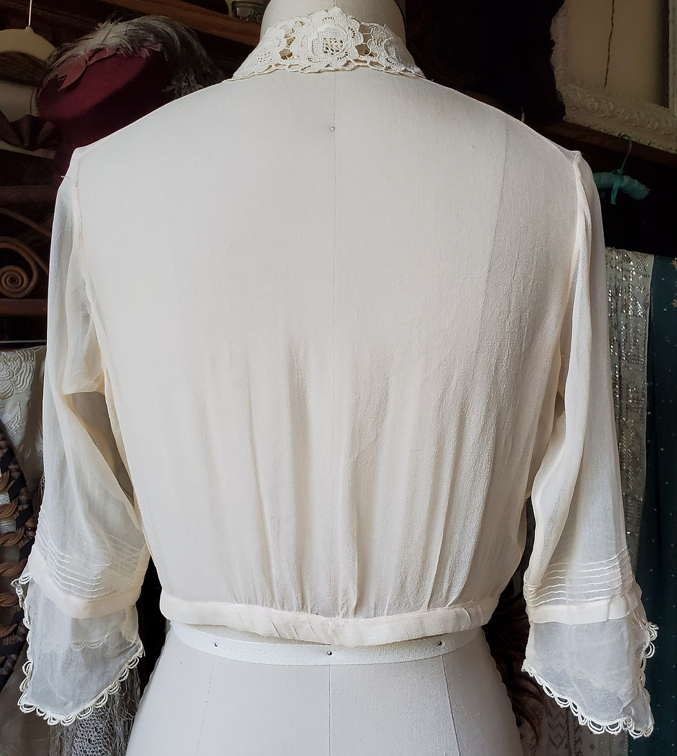Thumbnail: Pale Peach Crepe Chiffon 1910s Blouse