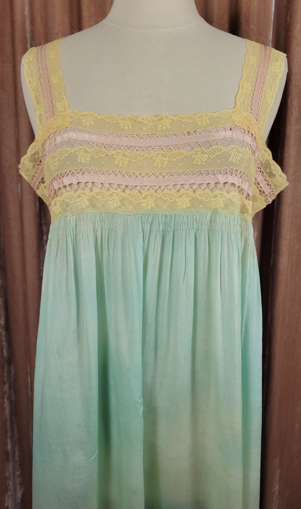 Thumbnail: 1920s Mottled Sky Blue Silk Nightgown