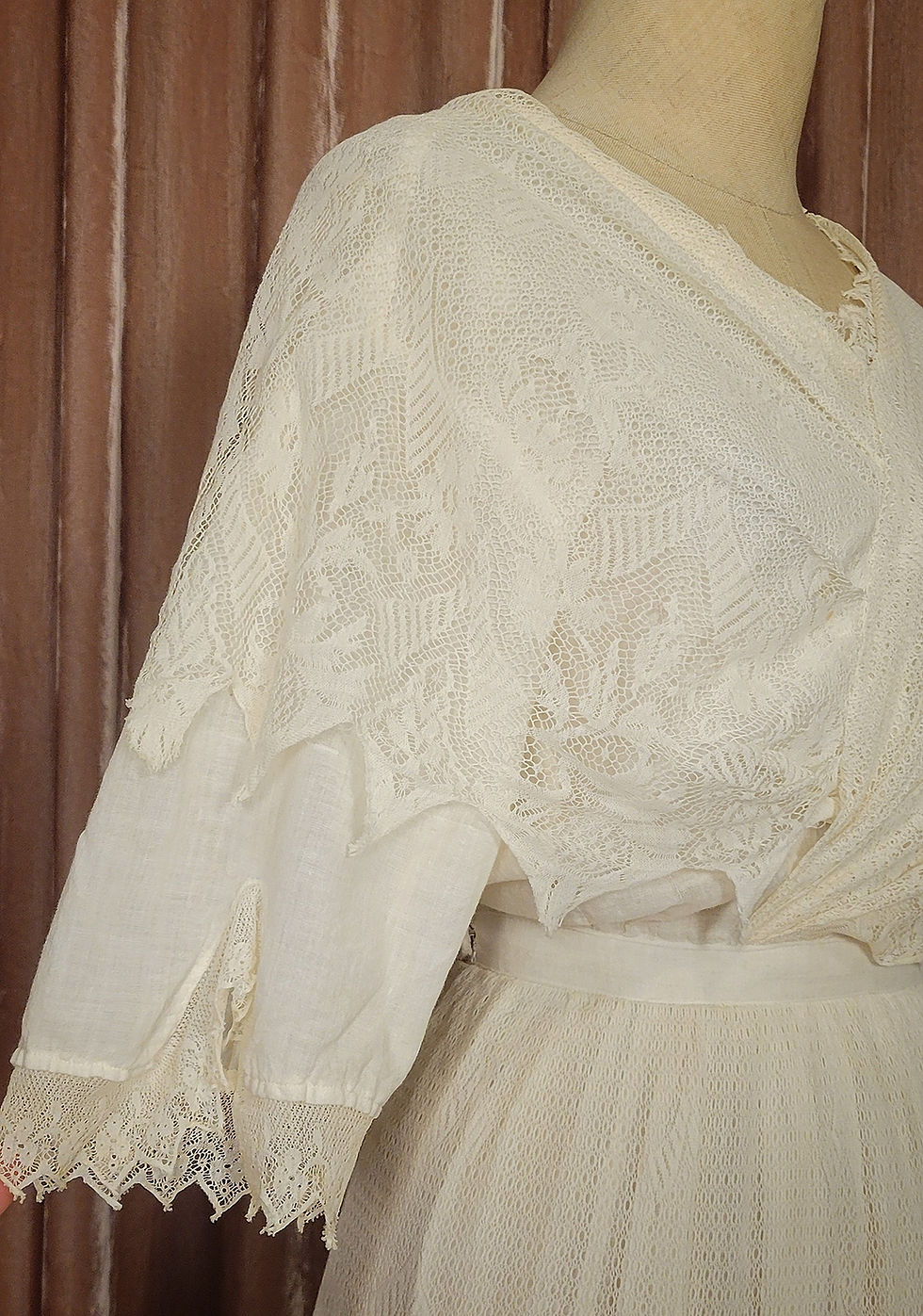 Thumbnail: Edwardian Tiered Lace Wrap Bodice Dress