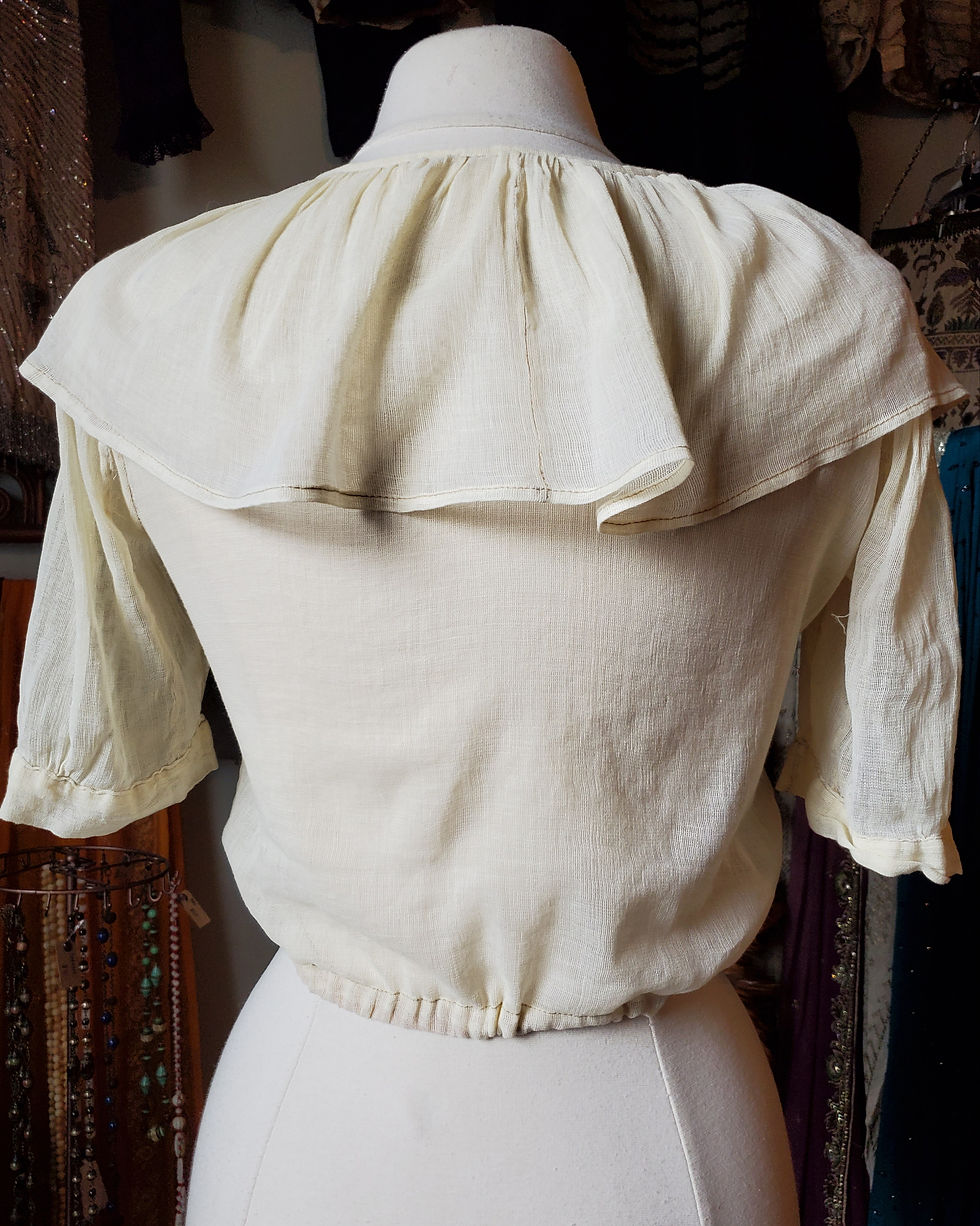 Thumbnail: Ivory Ruffled Gauze Blouse