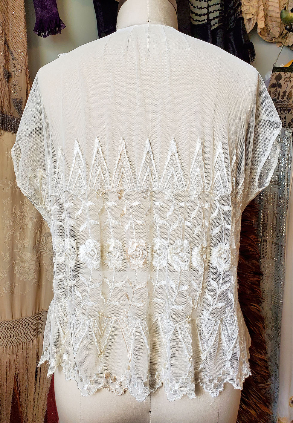 Thumbnail: 1920s Plus Size Embroidered Net Top