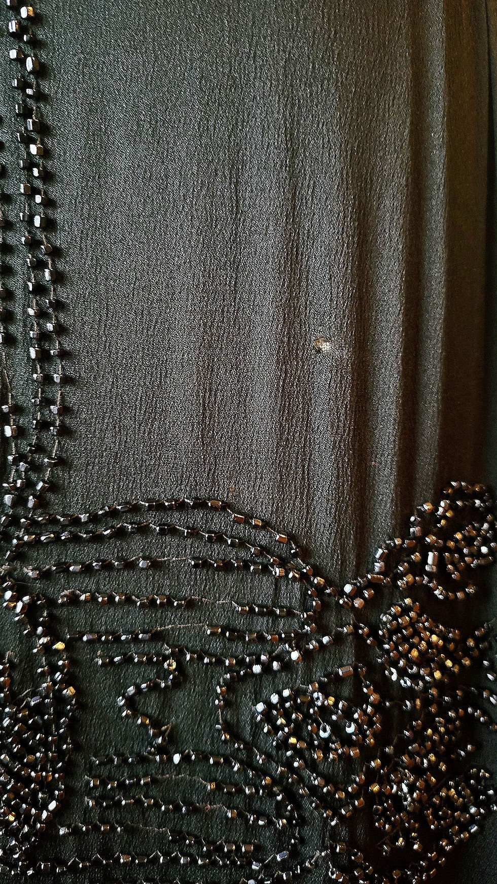Thumbnail: 1920s Black Satin Beaded Dress 