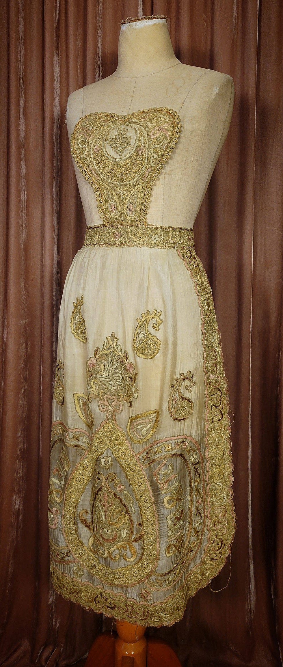 Thumbnail: 1880s Turkish Embroidered Silk Apron