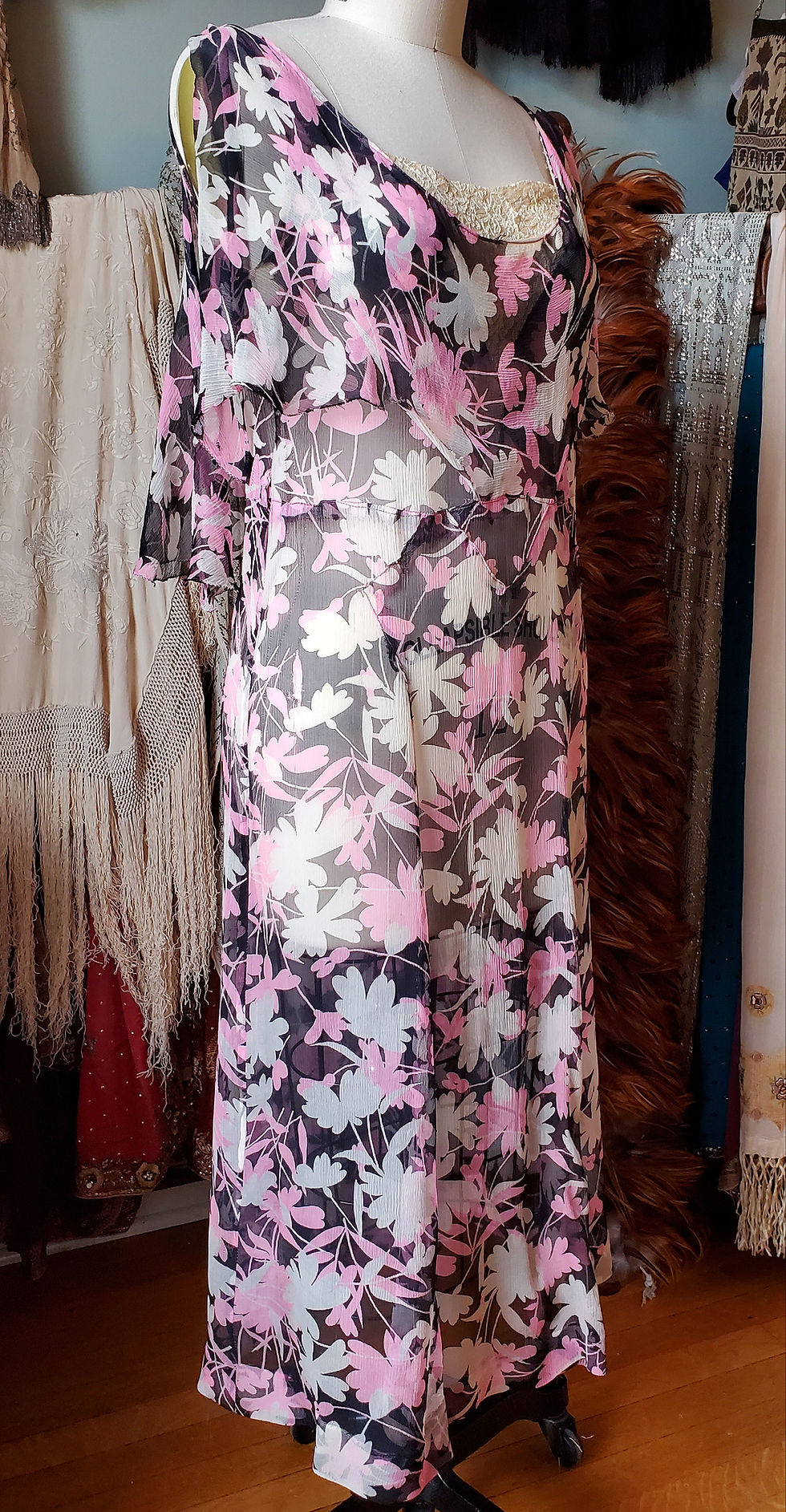 Thumbnail: 1930s Floral Chiffon Print Dress