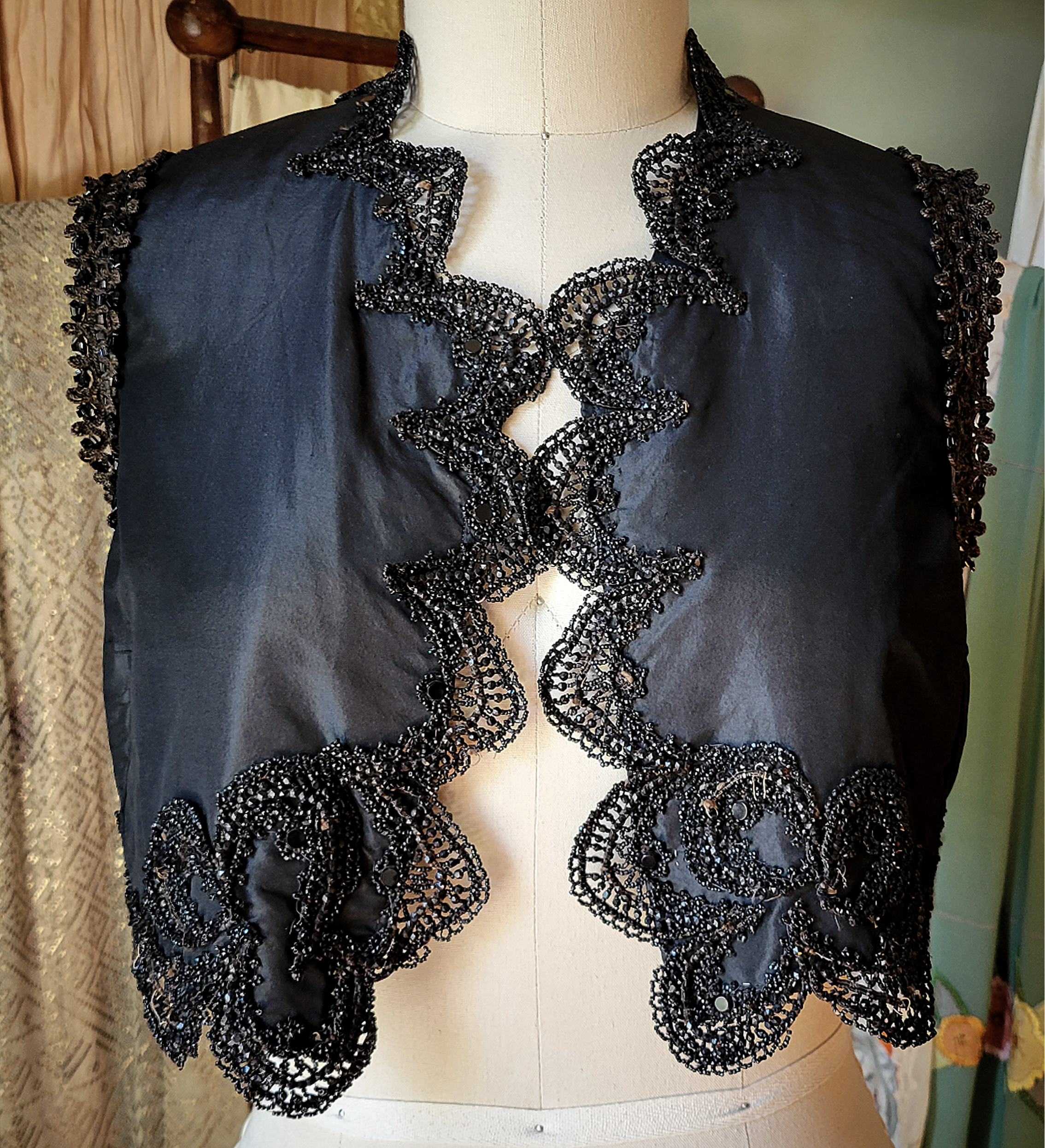Victorian Silk Beaded Trim Vest