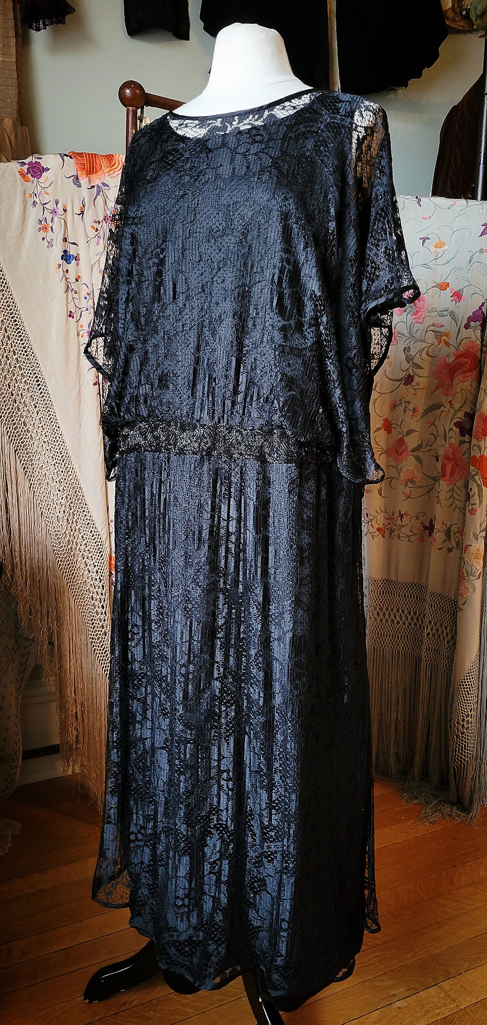 Thumbnail: Black Rose Lace 1920s Dress