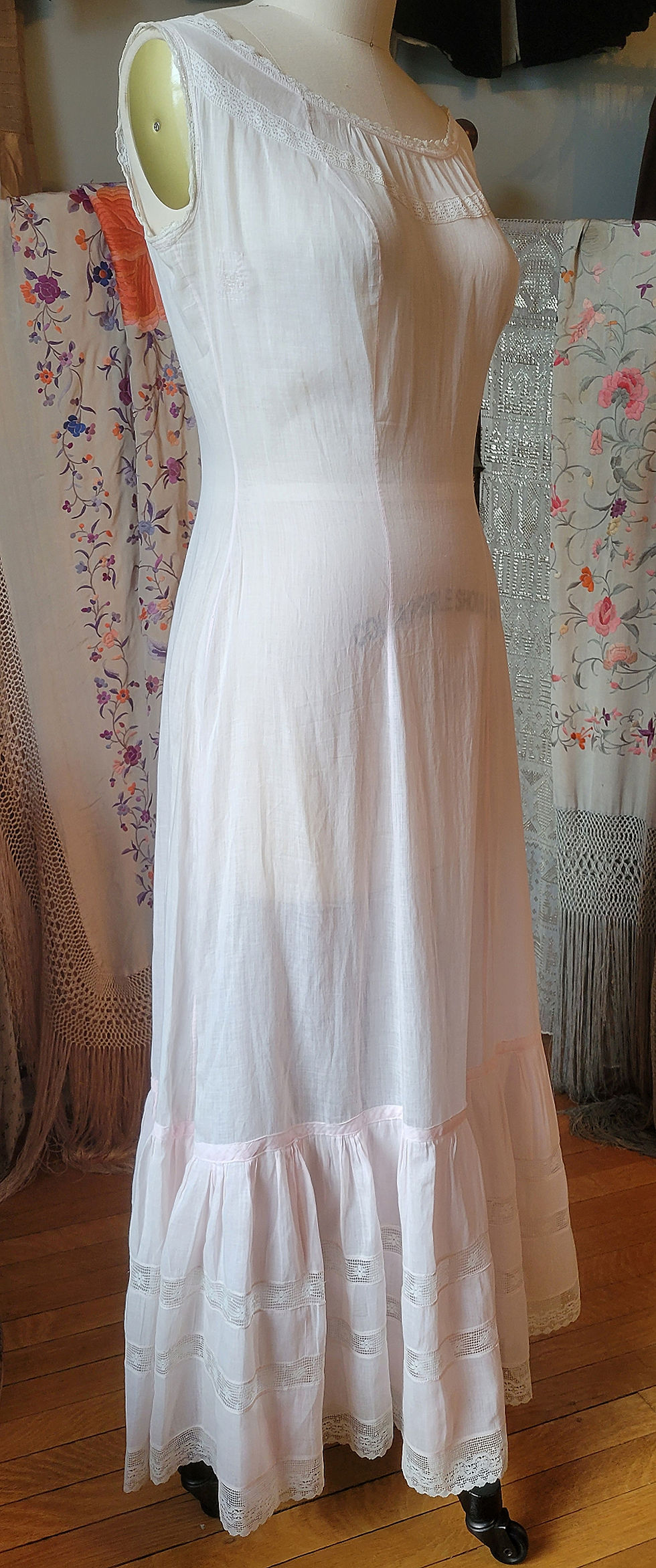 Thumbnail: Blush Pink Edwardian Voile Princess Slip