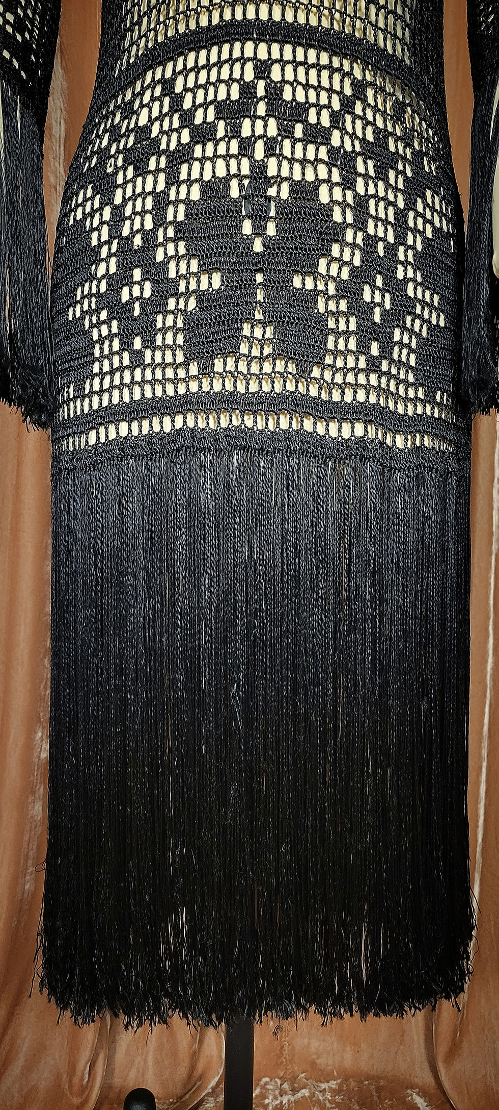 Thumbnail: 1920s Black Crochet Fringe Dress