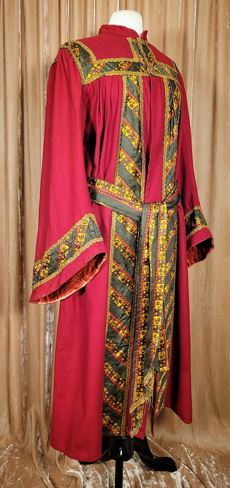 Thumbnail: 1900s Red Wool with Silk Ribbon Robe
