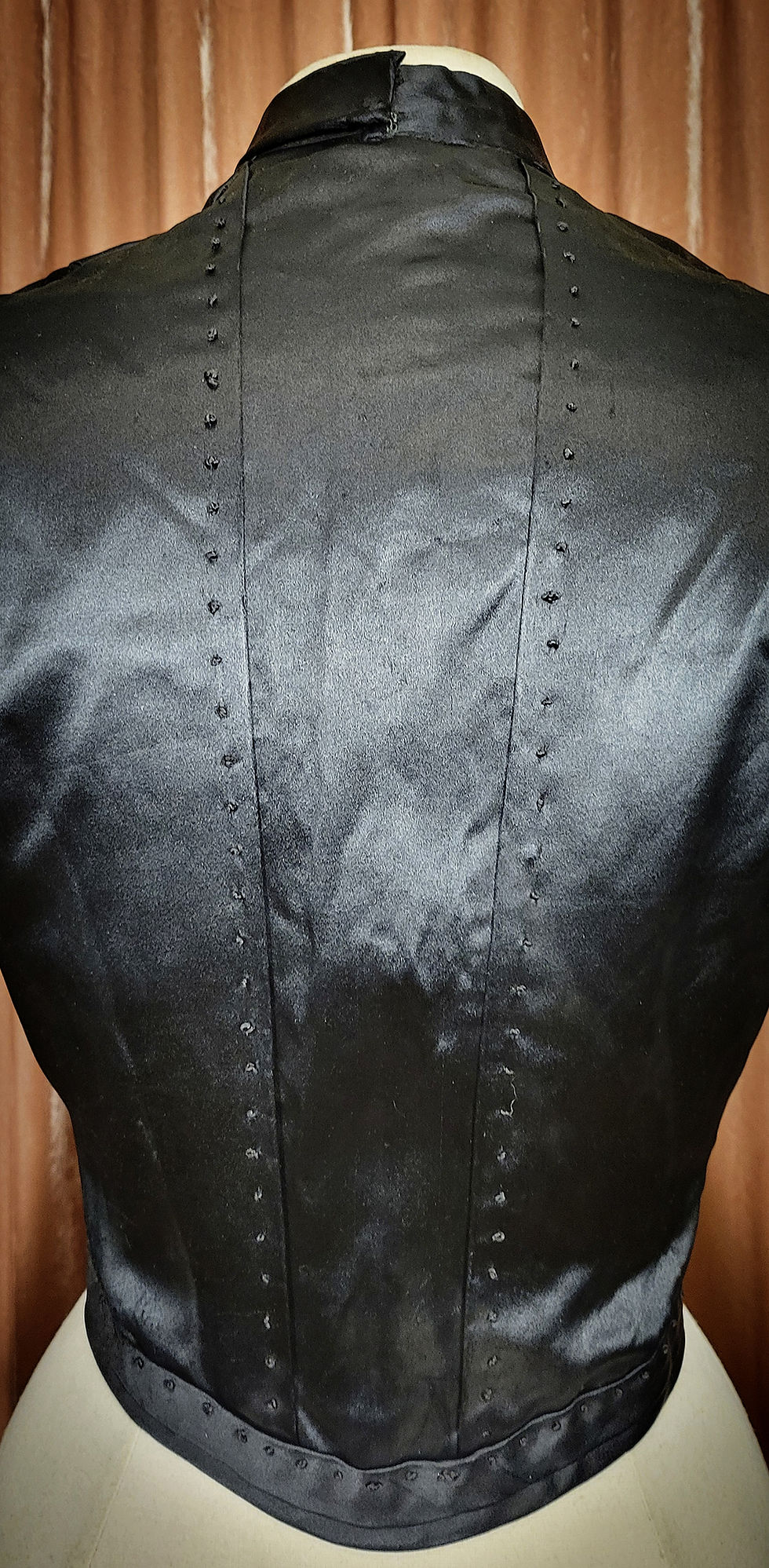 Thumbnail: 1900s Black Satin Bodice