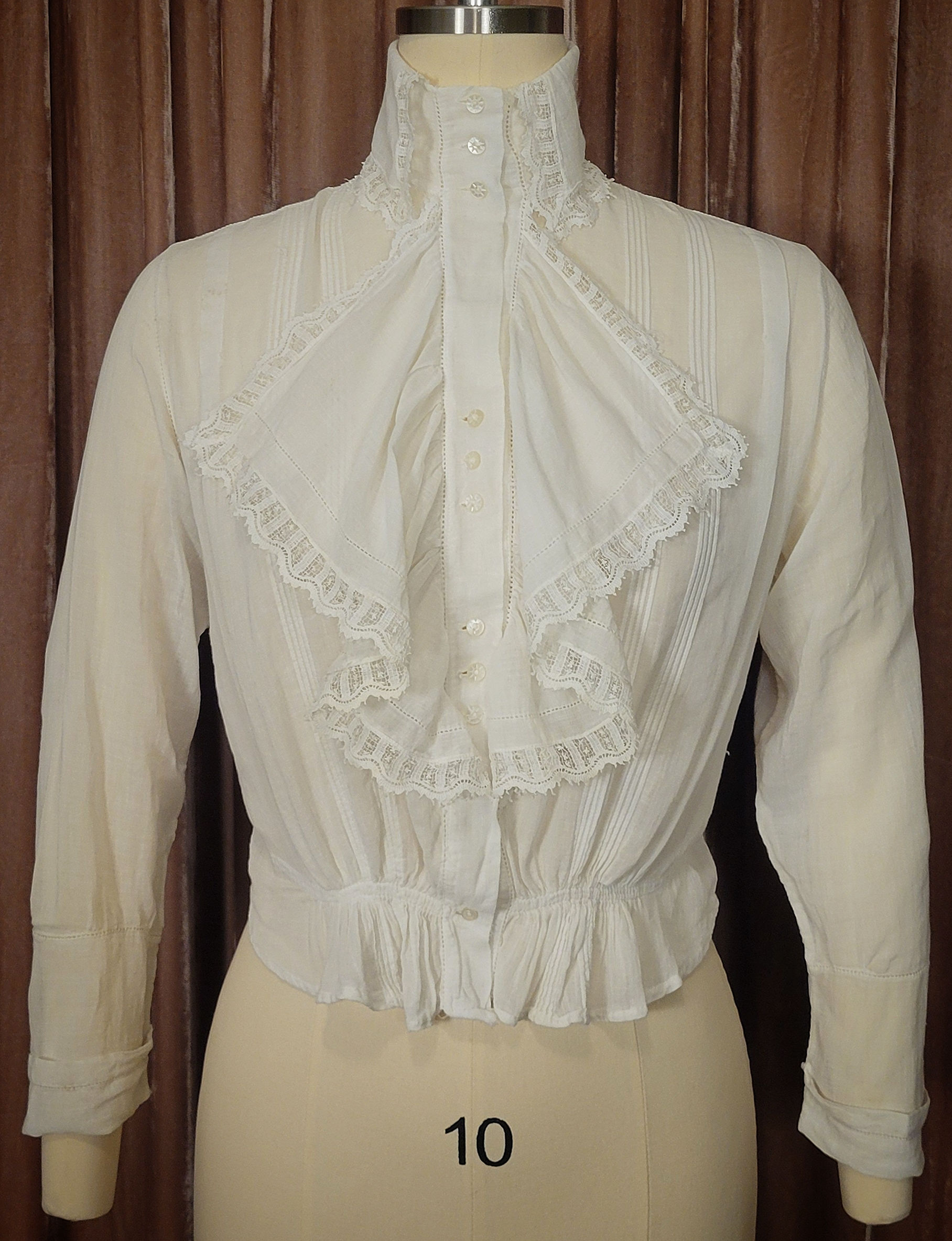 1910s High Neck Flounce Blouse