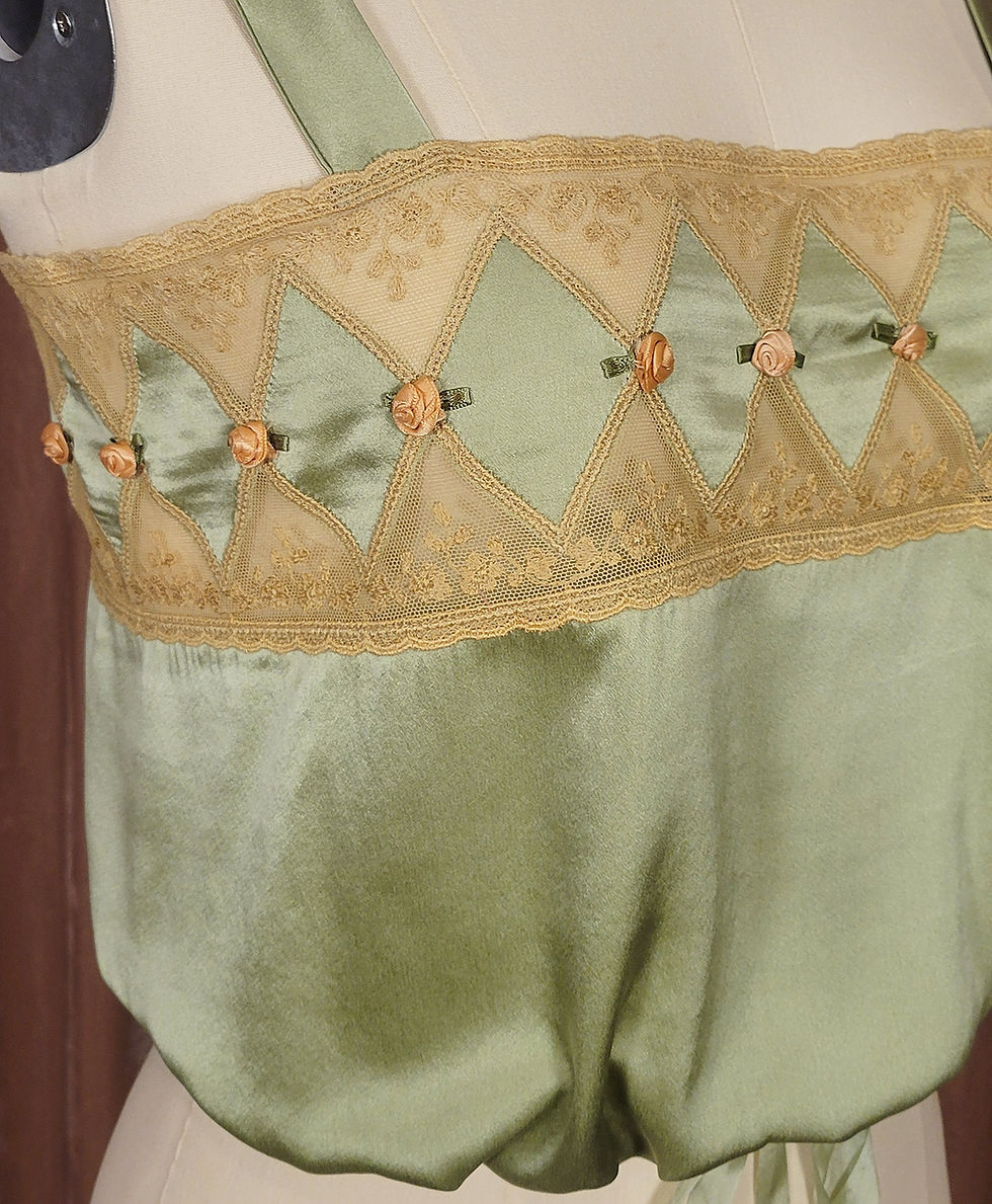 Thumbnail: Sage Green Silk Charmeuse Rose Garden Camisole 