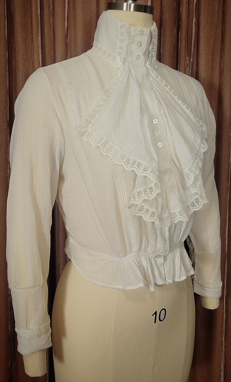 Thumbnail: 1910s High Neck Flounce Blouse