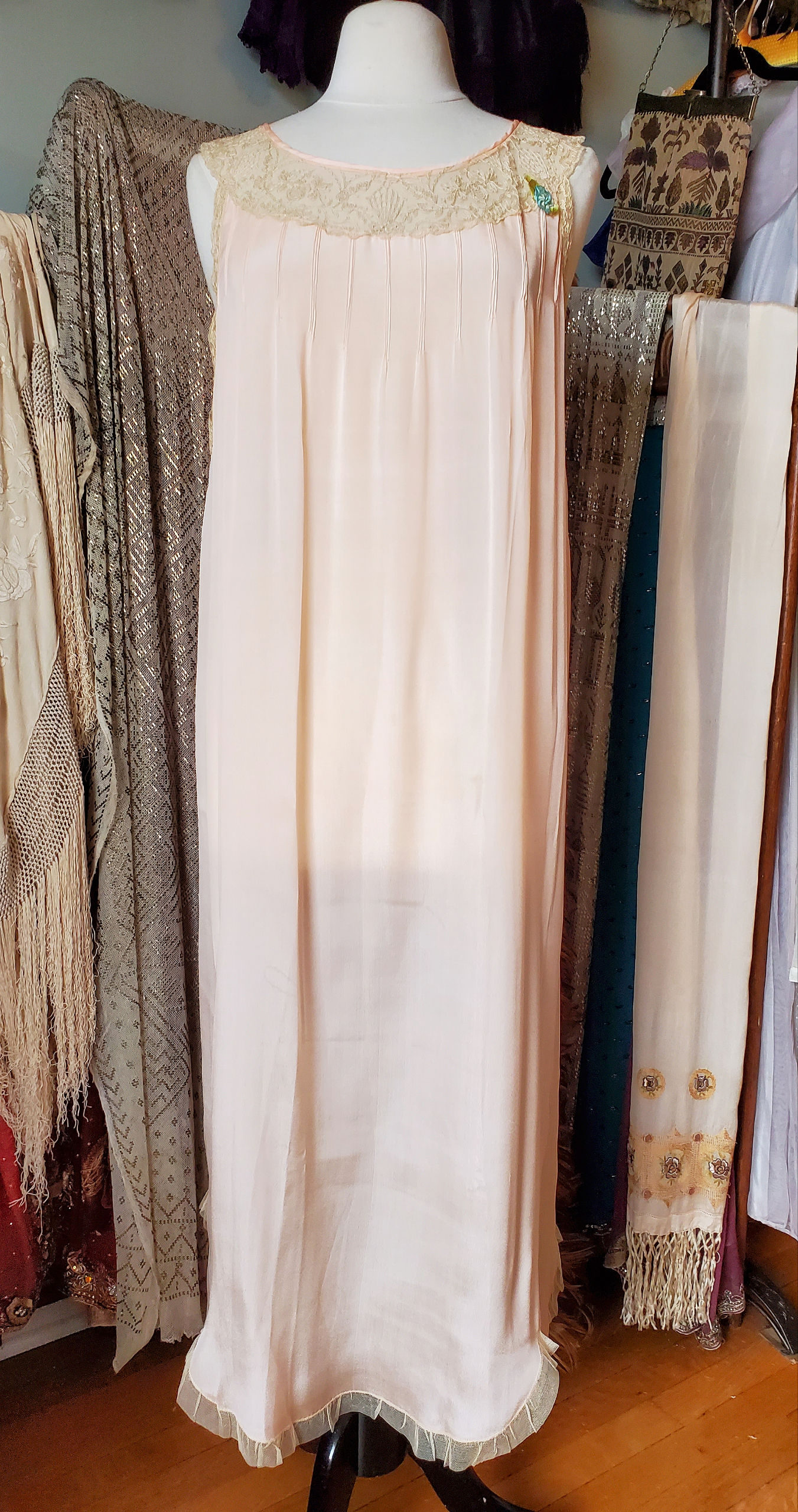 1920s Blush Pink Rayon Nightgown