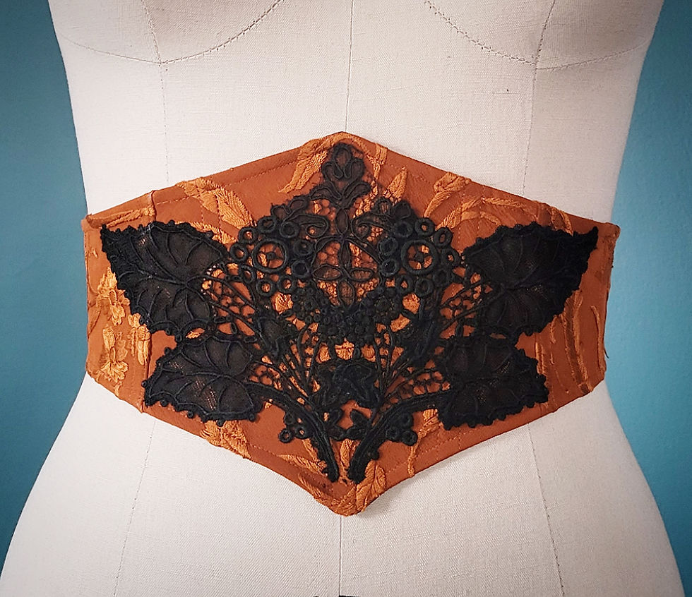 1890s Style Burnt Orange Silk Corselet