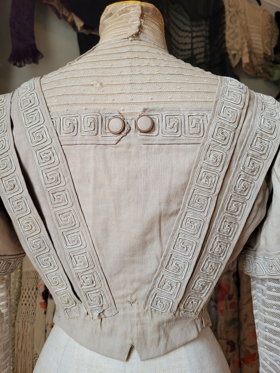 Thumbnail: Taupe Soutache and Lace Edwardian Bodice