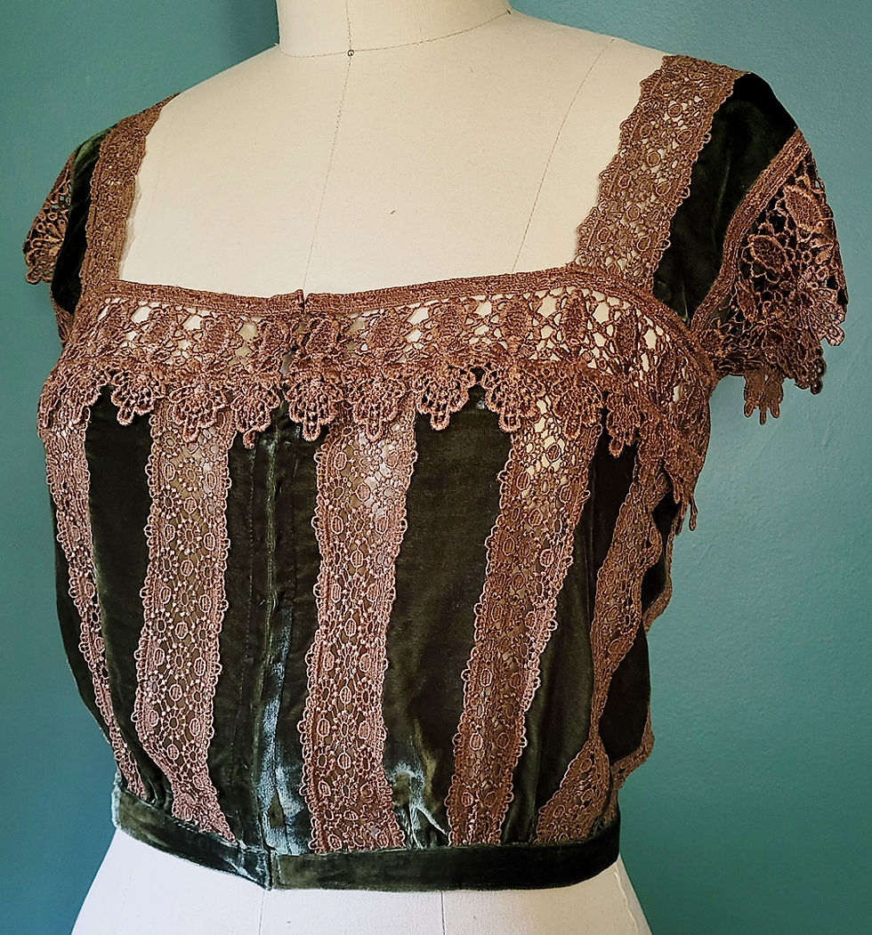 Thumbnail: Forest Green Velvet And Venice Lace Camisole