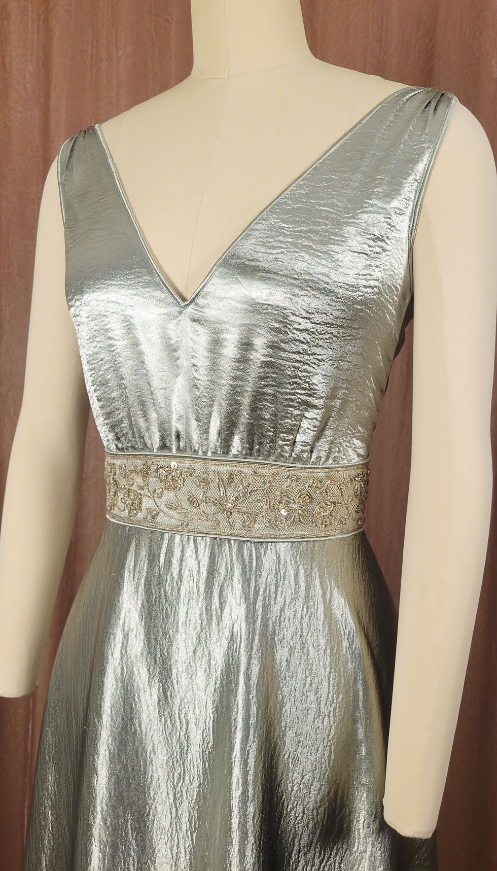 Thumbnail: Selene Seafoam Satin and Lace Gown 