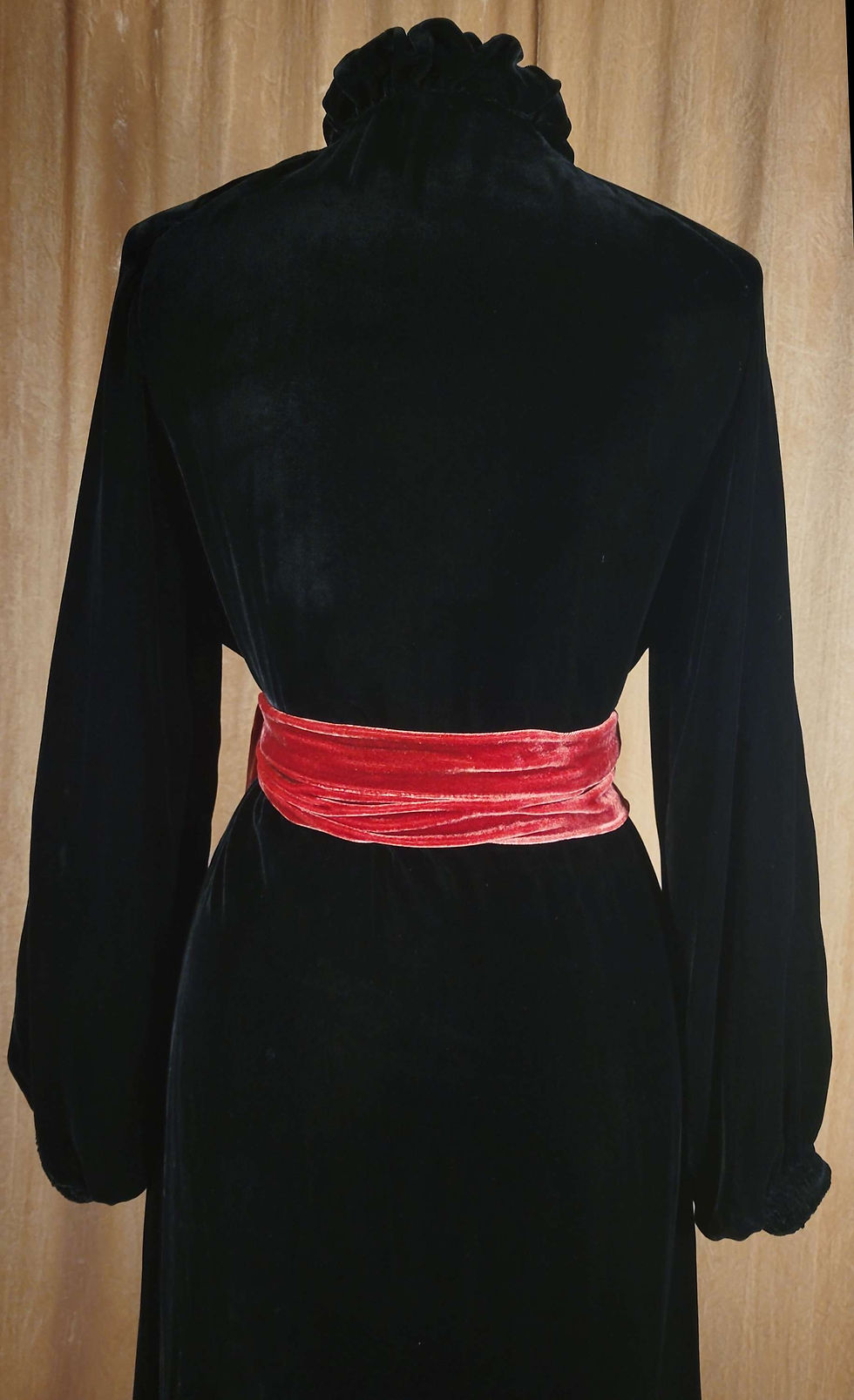 Thumbnail: 1930s Black Silk Velvet Wrap Front Robe