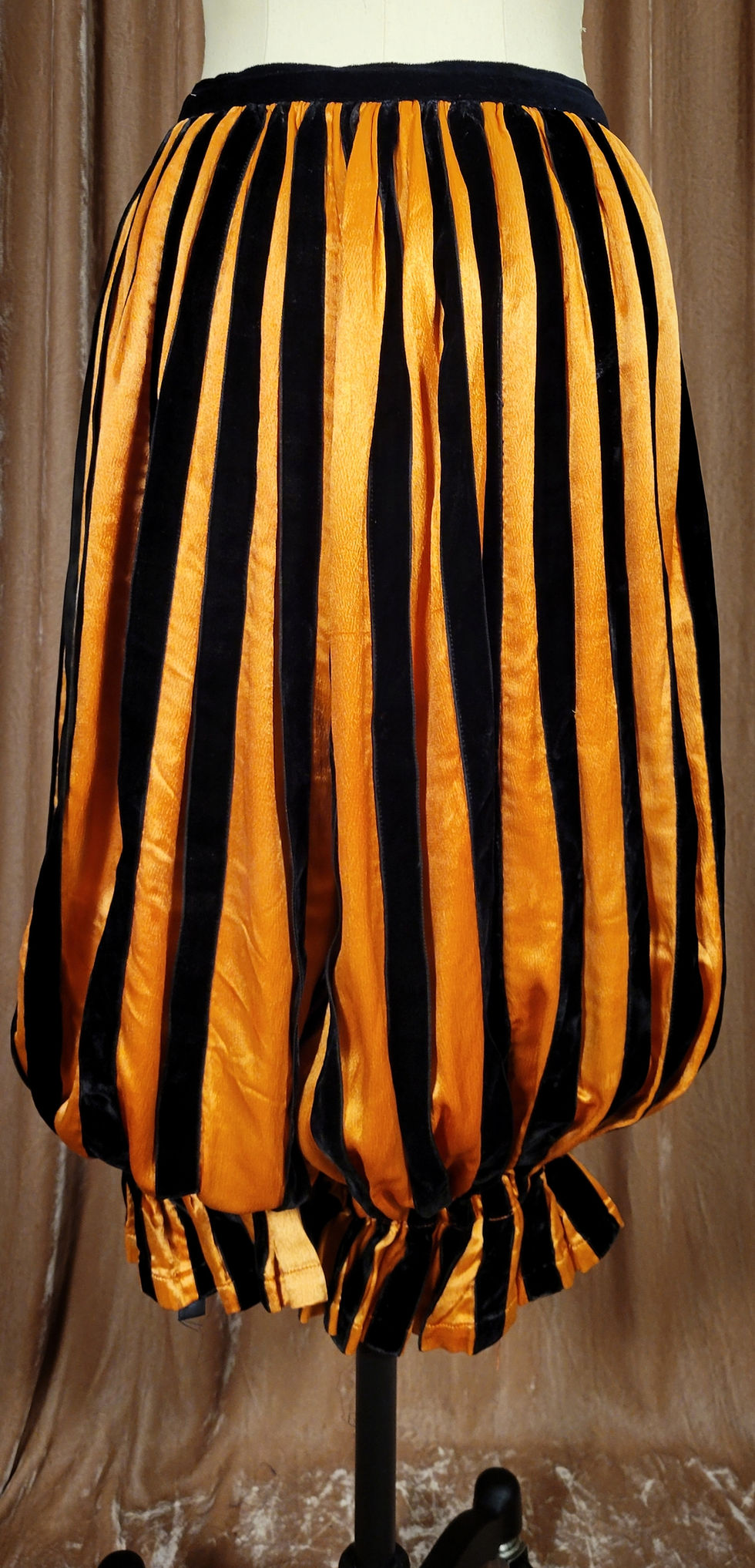 Thumbnail: 1930s Orange Satin and Black Velvet Ribbon Bloomers
