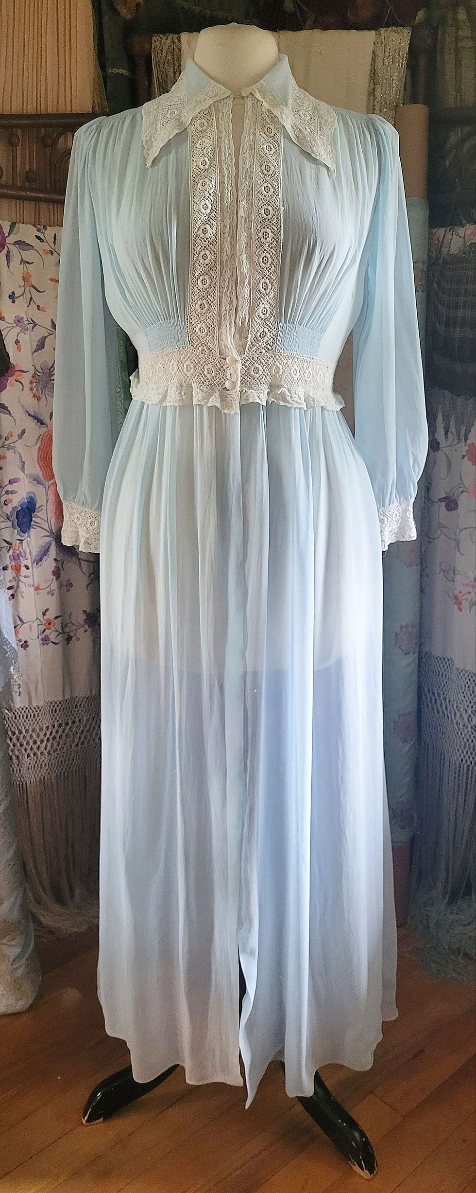 Porcelain Blue Chiffon Robe