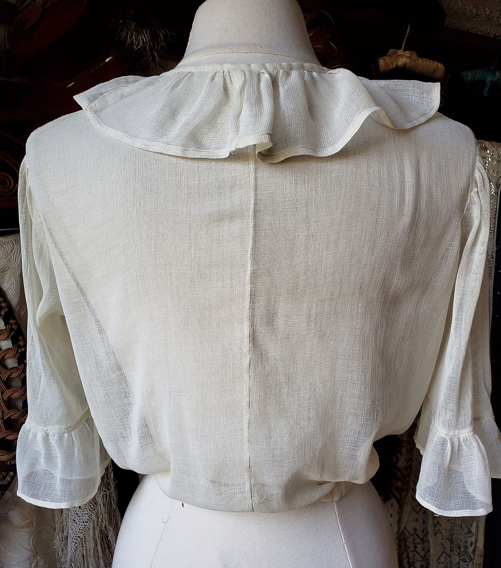 Thumbnail: Ivory Ruffled Gauze 1910s Blouse