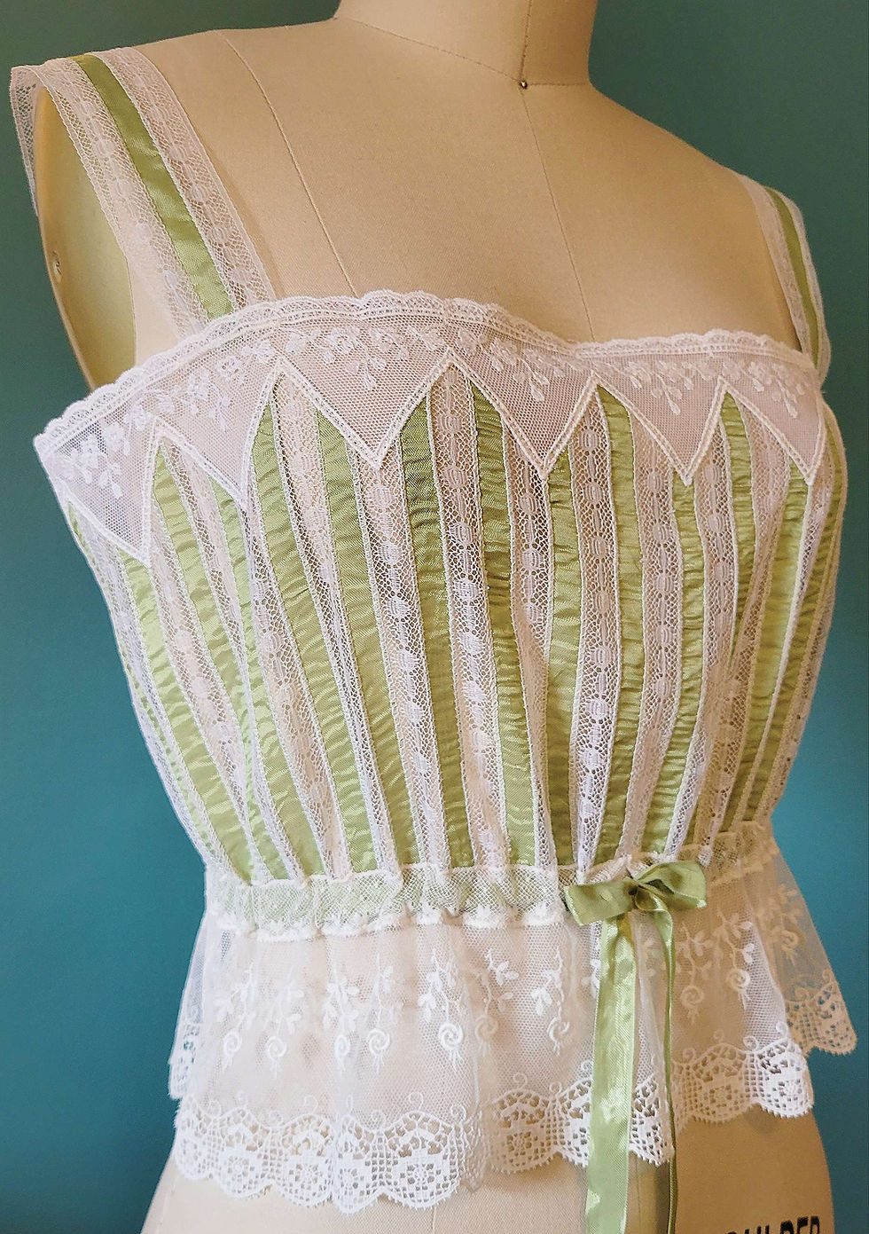 Thumbnail: Spring Green Ribbon And Lace Camisole
