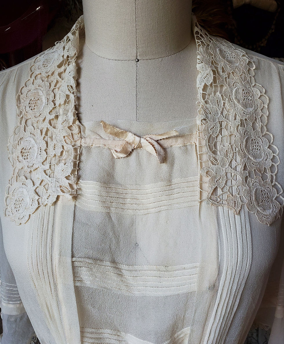Thumbnail: Pale Peach Crepe Chiffon 1910s Blouse