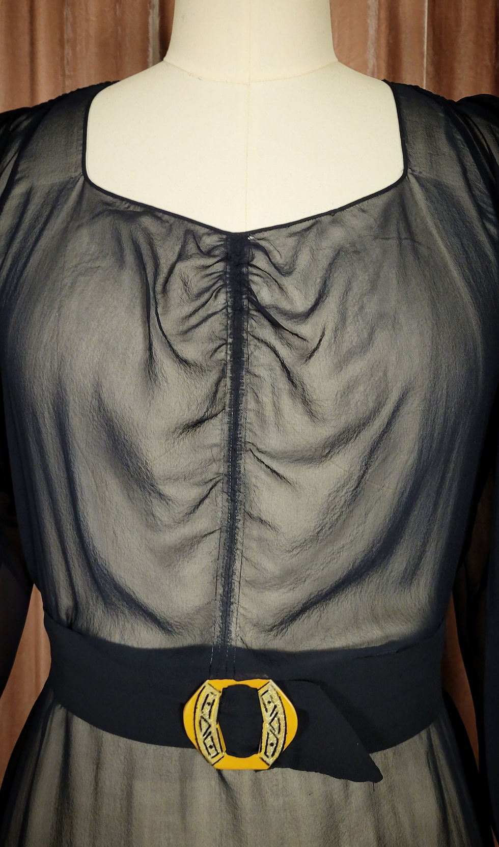 Thumbnail: 1930s Shirred Chiffon Dress