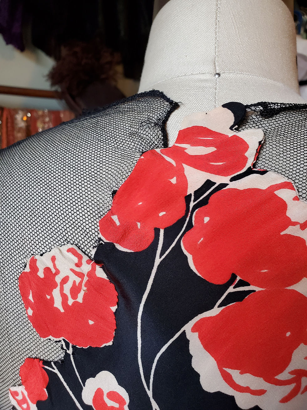 Thumbnail: 1930s Net Floral Applique Gown