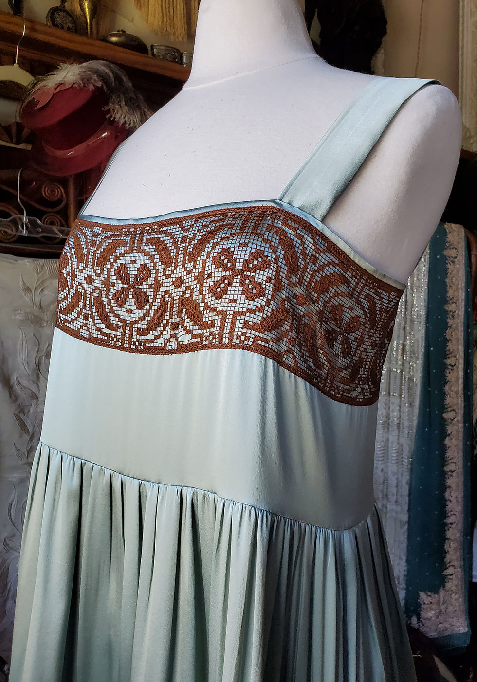 Thumbnail: Duck Egg Blue Silk Filet Babydoll Dress
