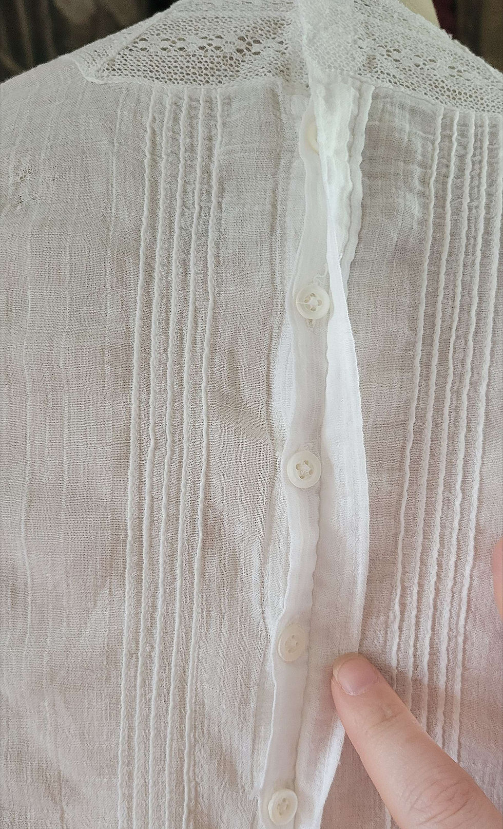 Thumbnail: 1900s Cotton Pintuck Blouse