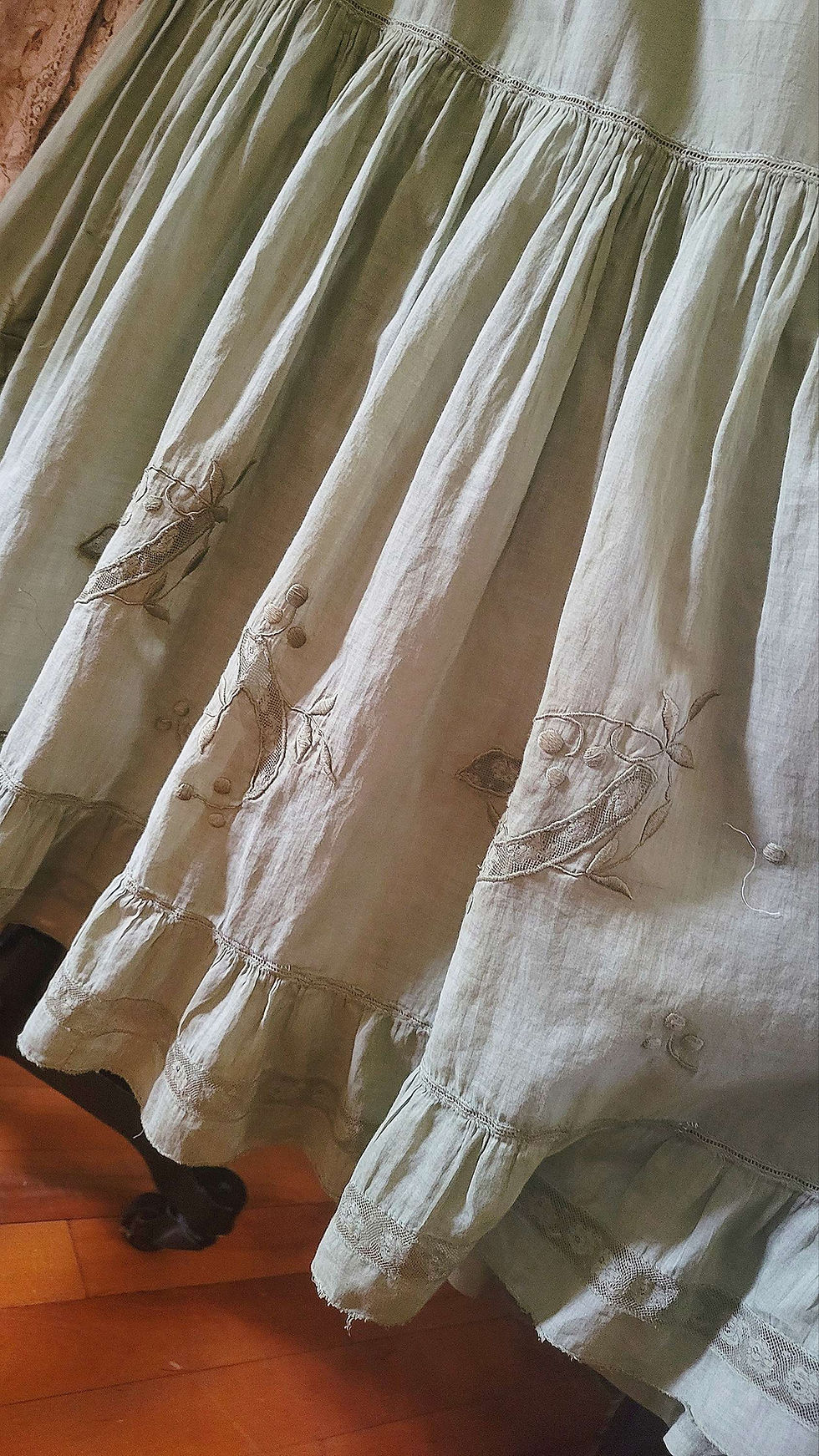 Thumbnail: Sage Green Embroidered Petticoat Skirt