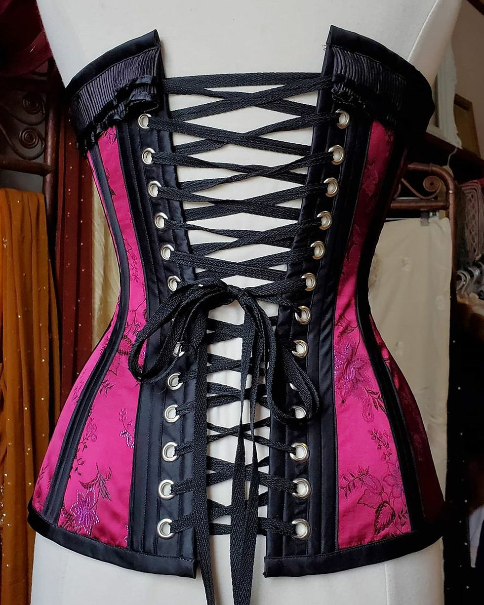 Thumbnail: Morgana Fae Satin Brocade Steel Boned Corset