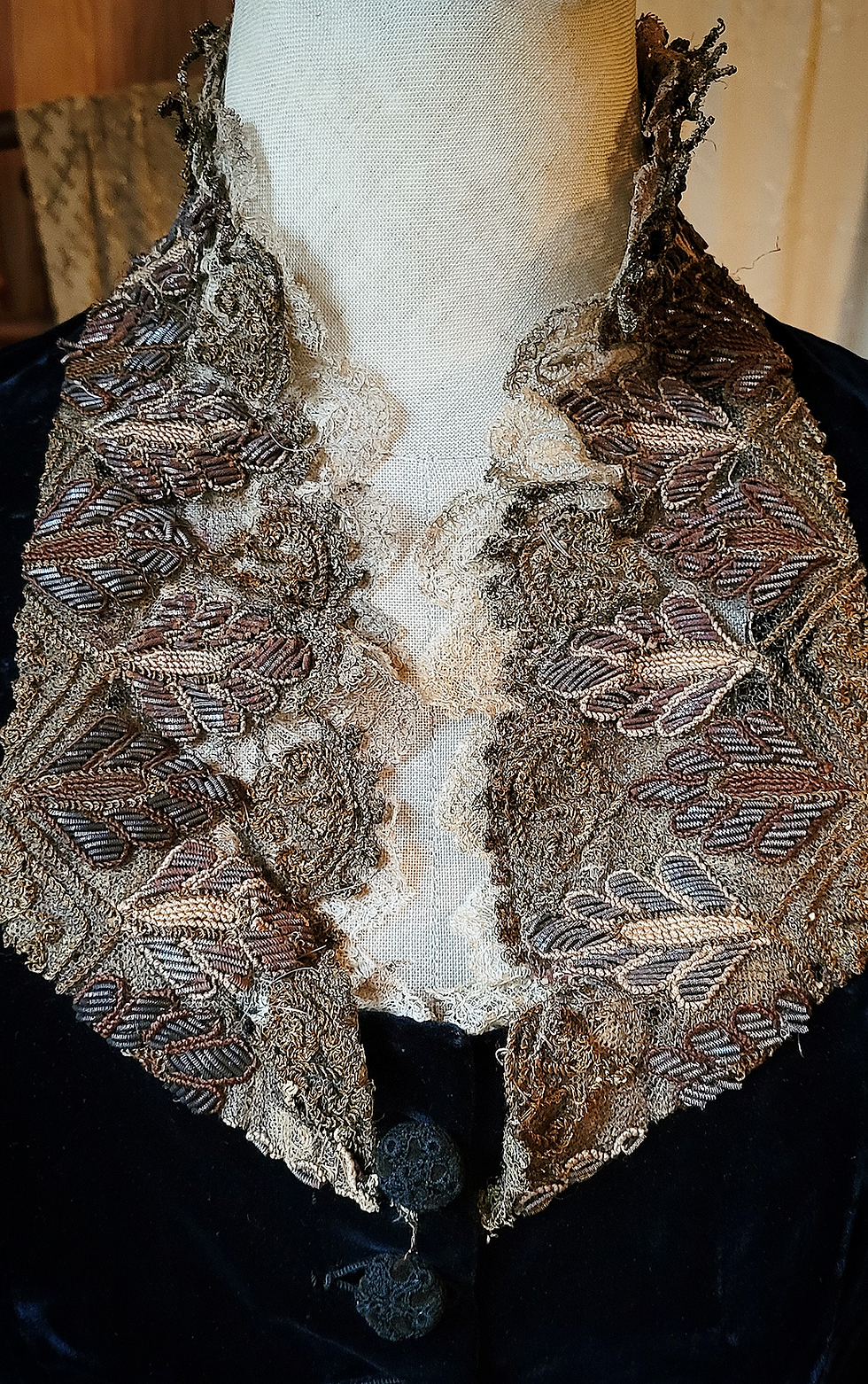 Thumbnail: 1880s Black Velvet Bodice