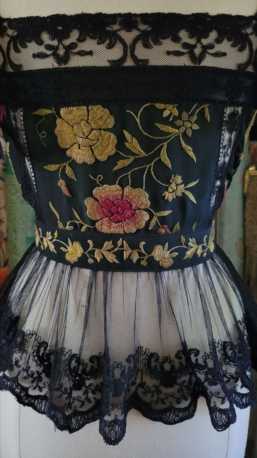 Thumbnail: Bronze and Berry Embroidered Silk Camisole 