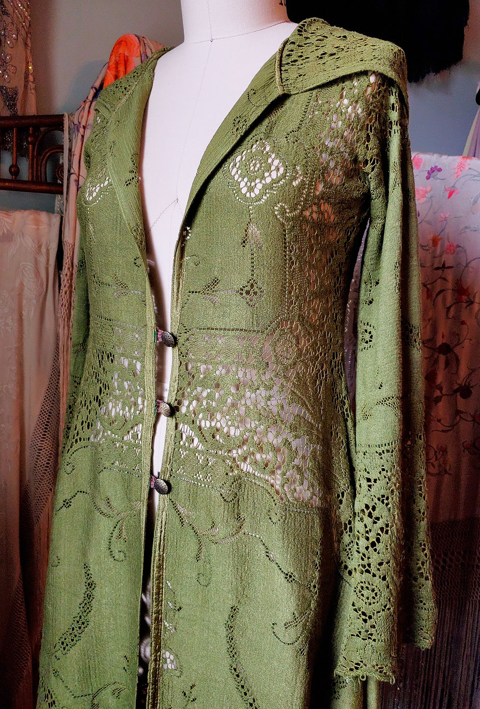 Thumbnail: Moss Green Quaker Lace Jacket