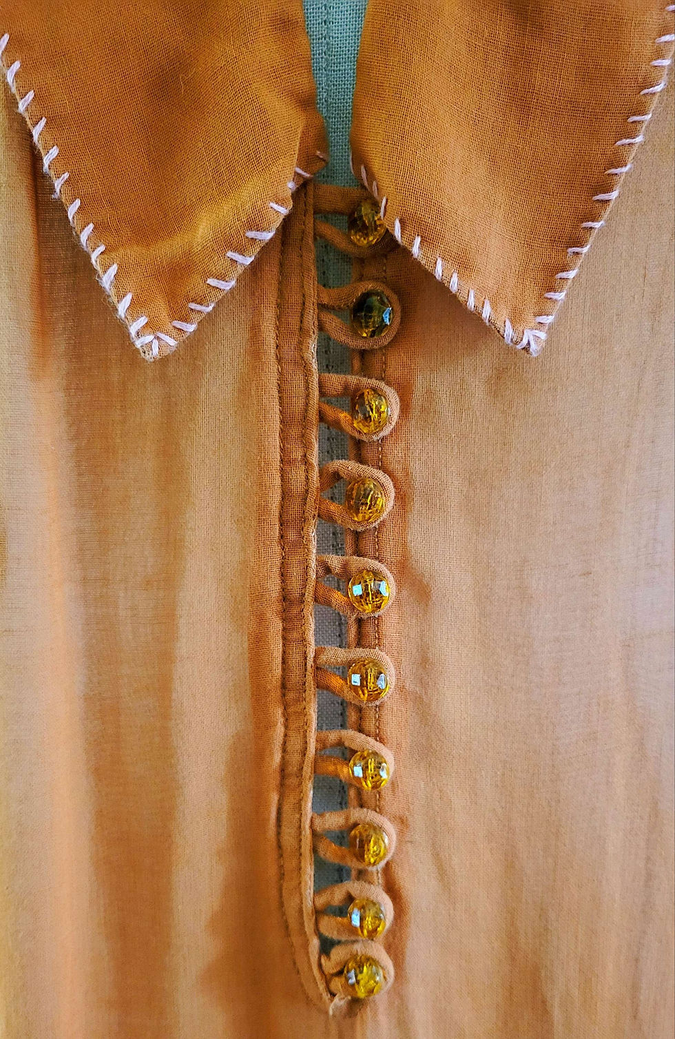 Thumbnail: 1920s Pumpkin Orange Cotton Voile Dress