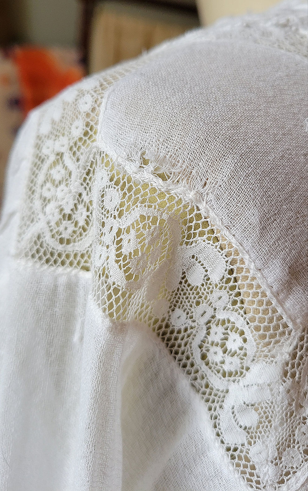 Thumbnail: White Gauze Embroidered Net Collar Dress
