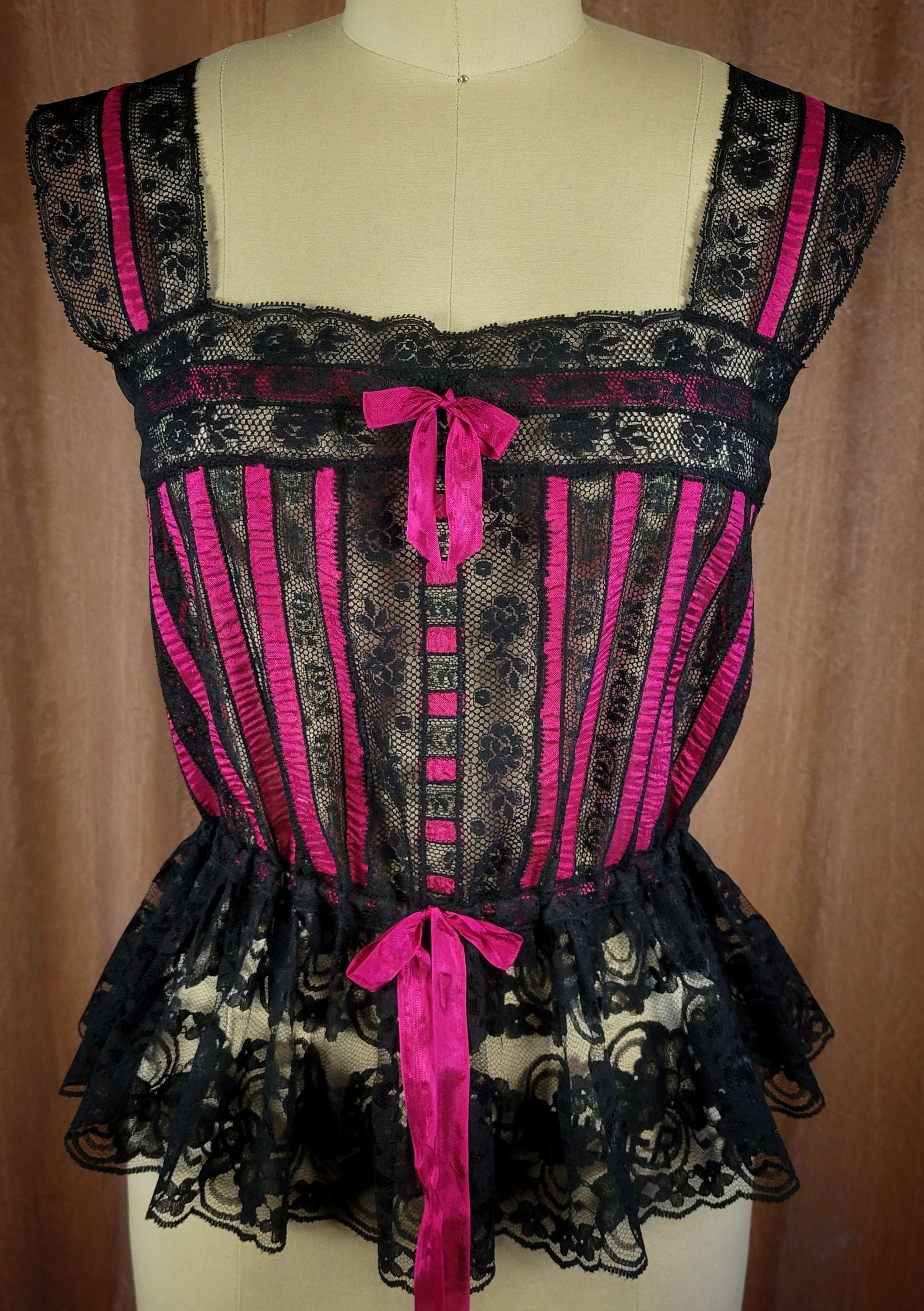 Love Potion Pink And Black Lace Camisole