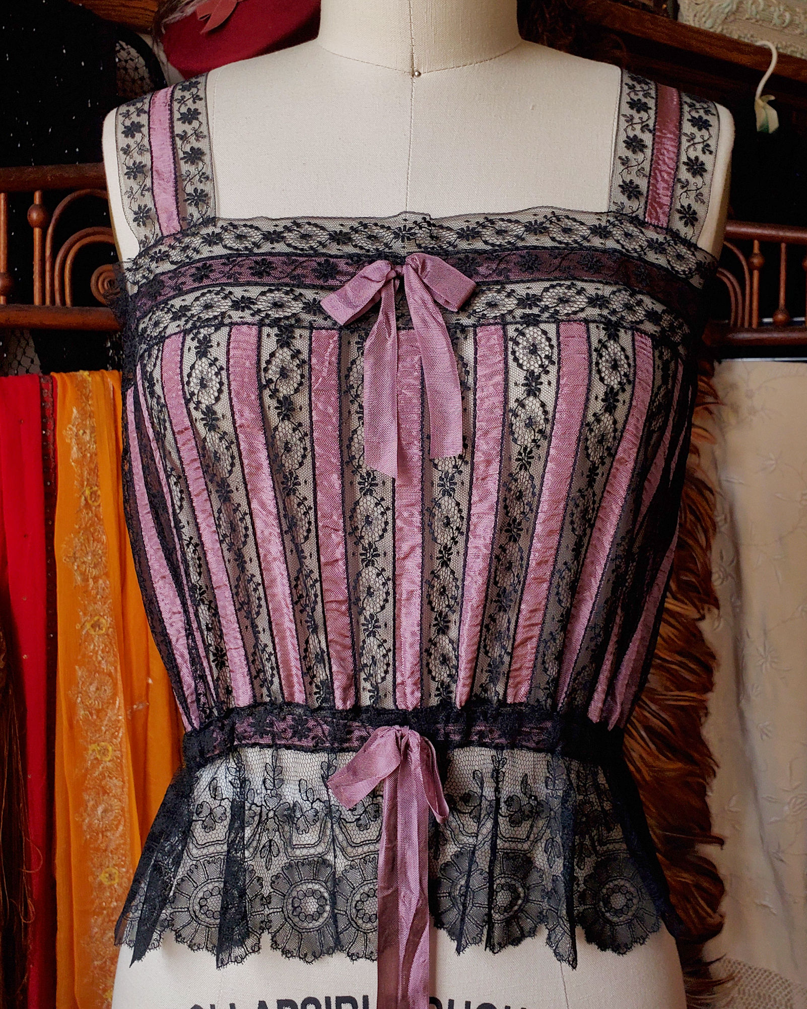 Dusky Purple Ribbon and Lace Camisole