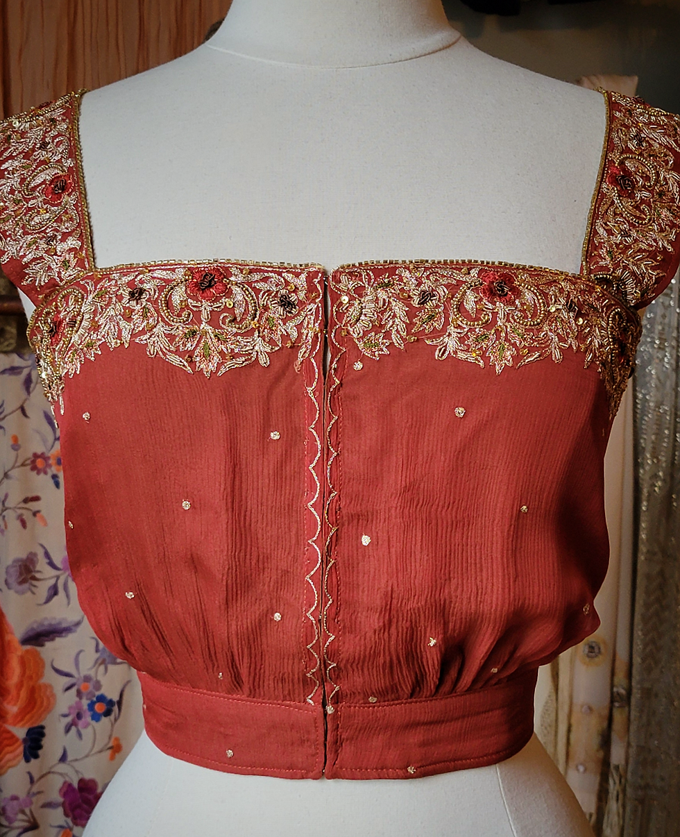 Russet Embroidered Chiffon Camisole