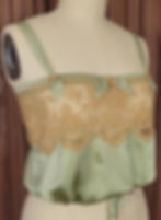 Thumbnail: Sage Green Silk Charmeuse Filet Lace Camisole 