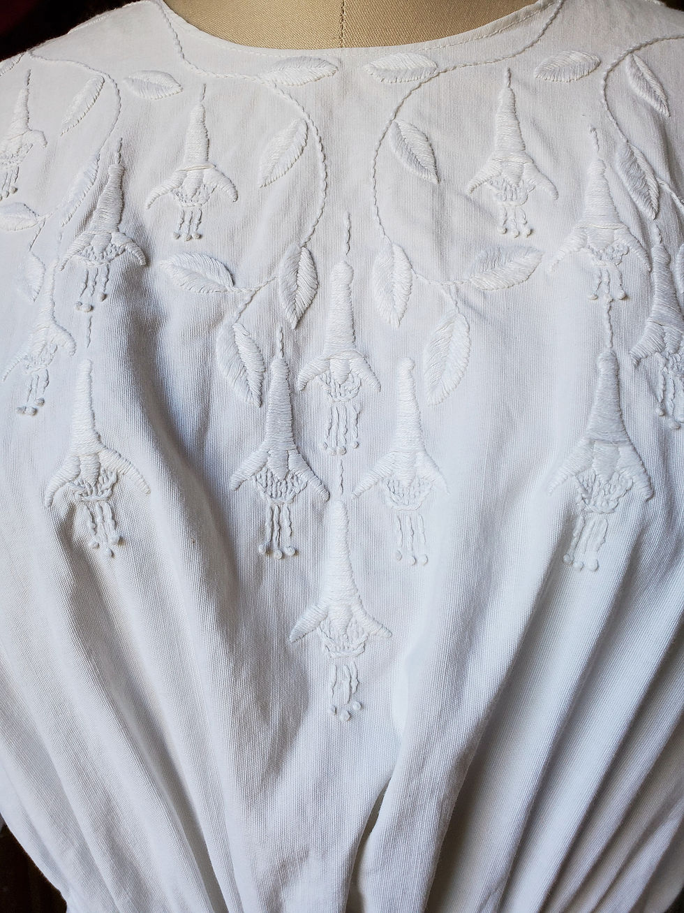 Thumbnail: Floral Embroidered Cotton Edwardian Blouse