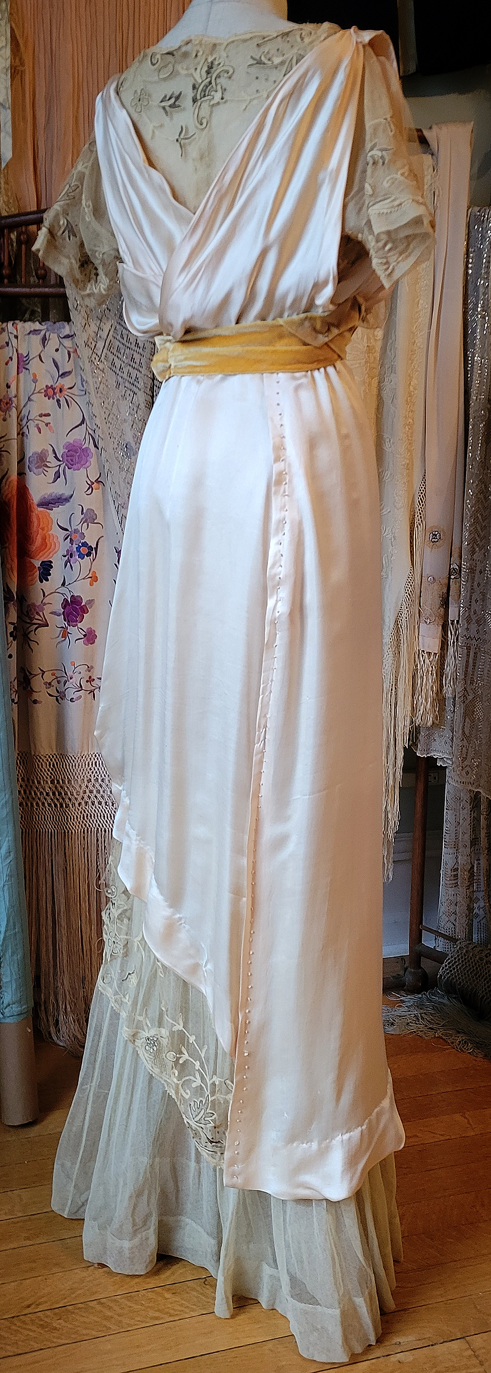 Thumbnail: 1900s Peach Silk Gown