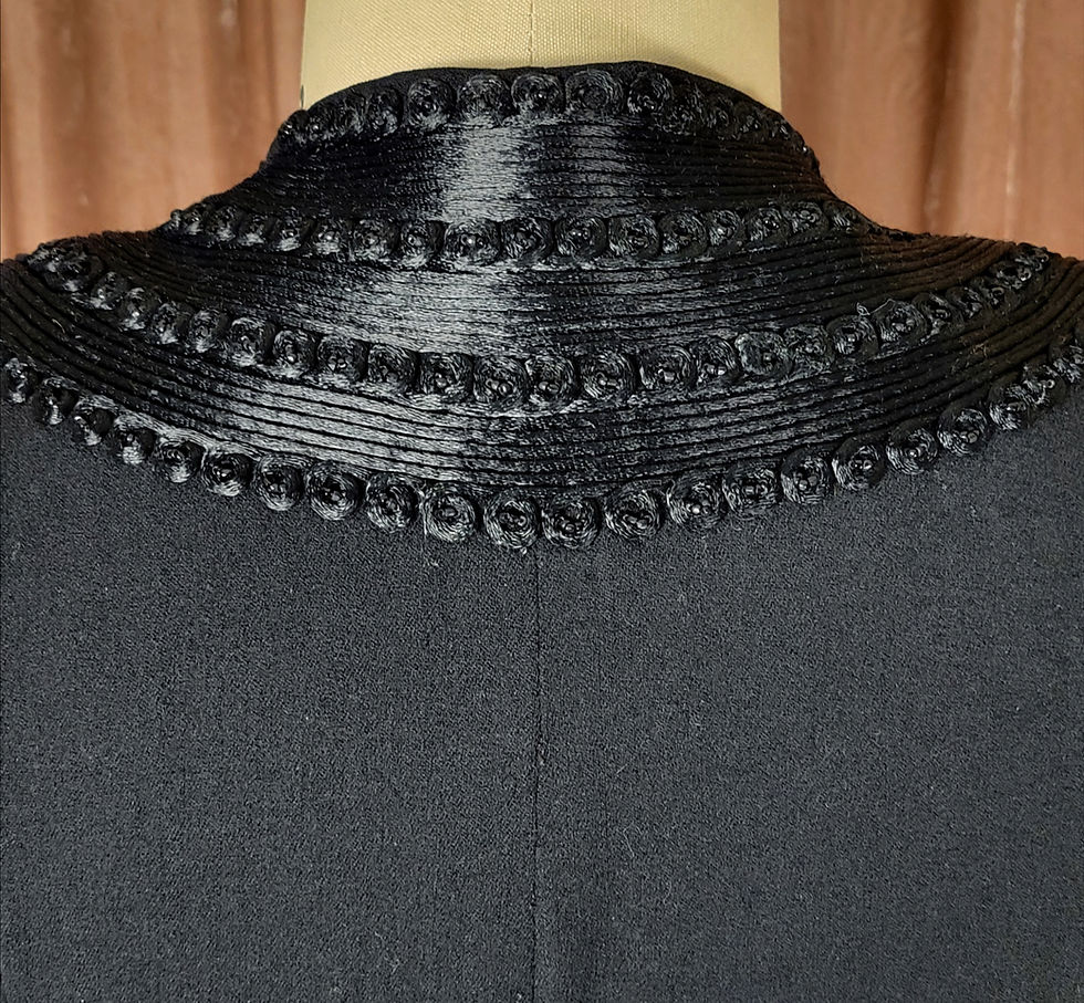 Thumbnail: 1930s Black Wool Satin Cord Embroidery Jacket 