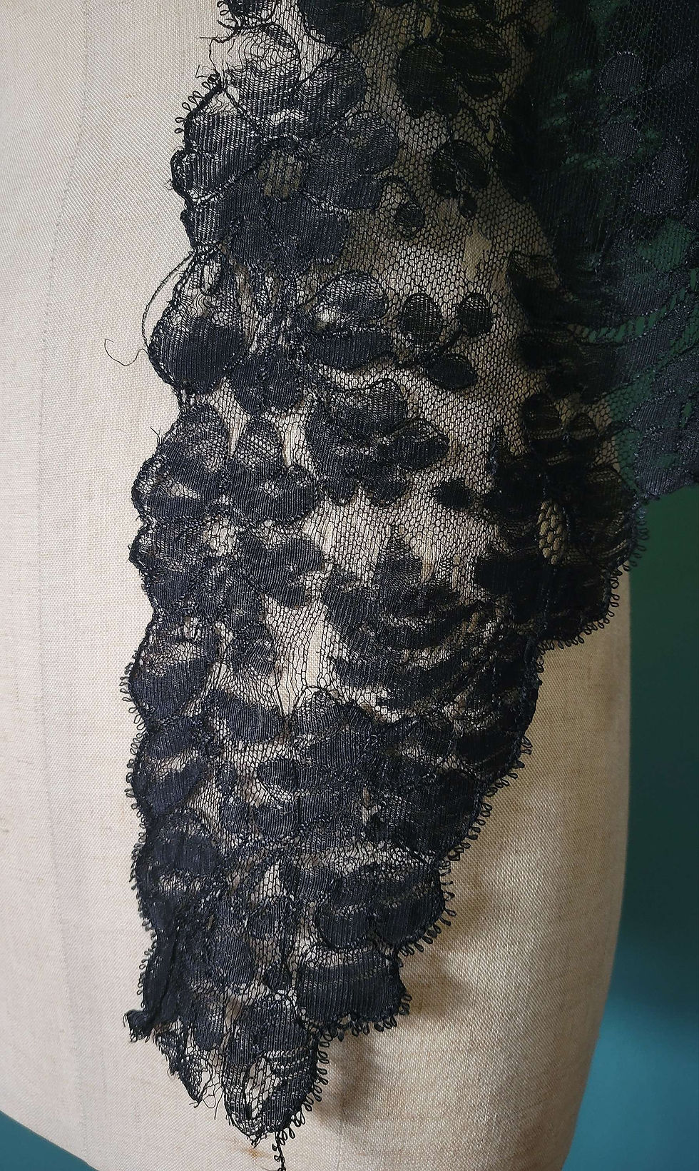 Thumbnail: 1900s Black Silk Lace Shawl 