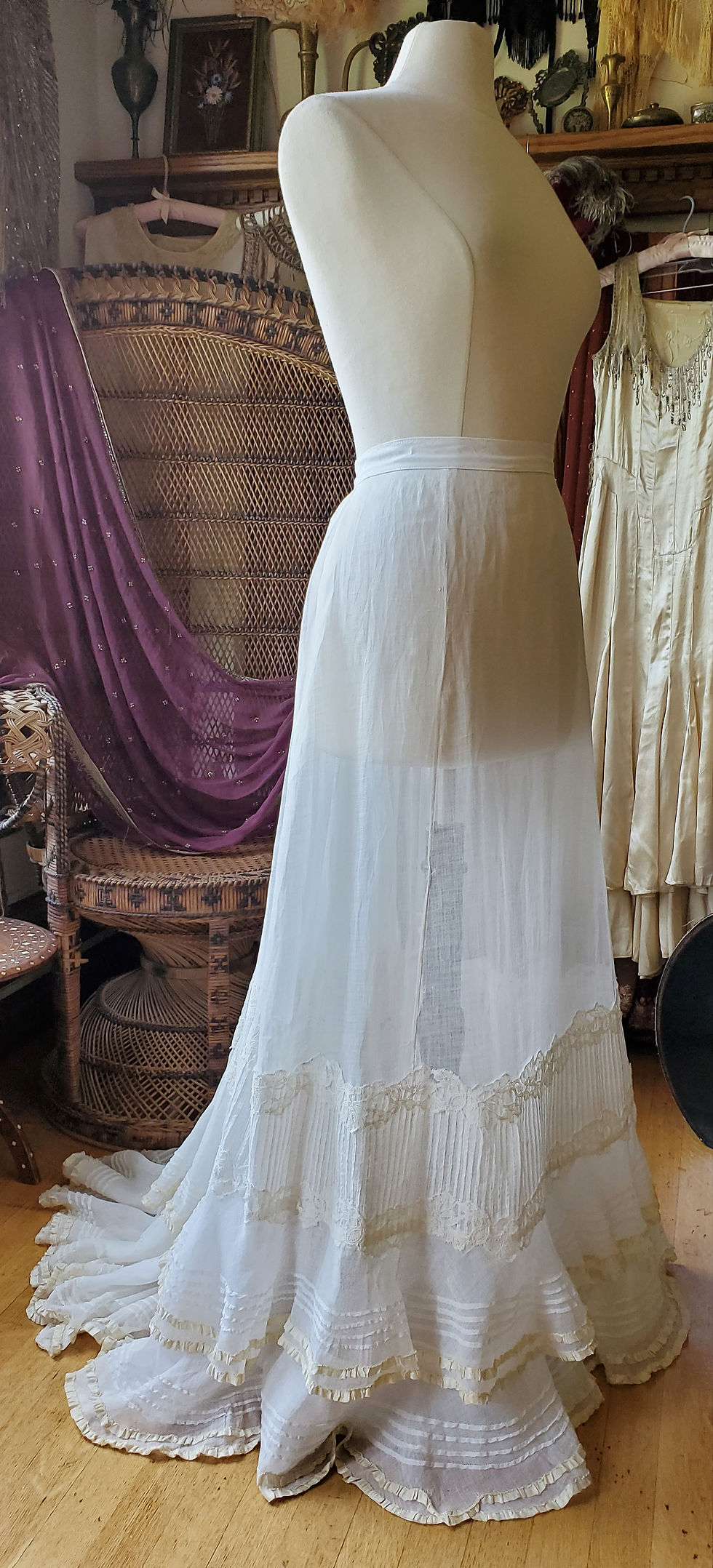 Thumbnail: Trained Voile Flounce Victorian Skirt