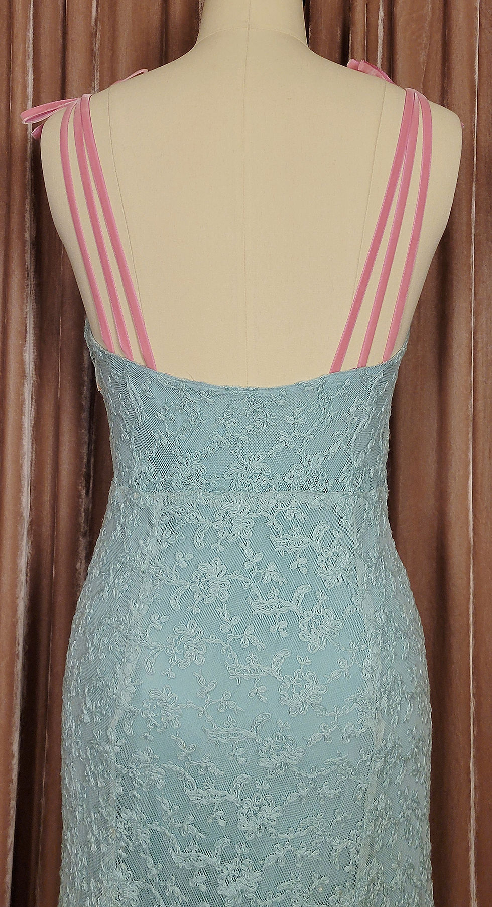 Thumbnail: 1930s Sky Blue Embroidered Net Gown